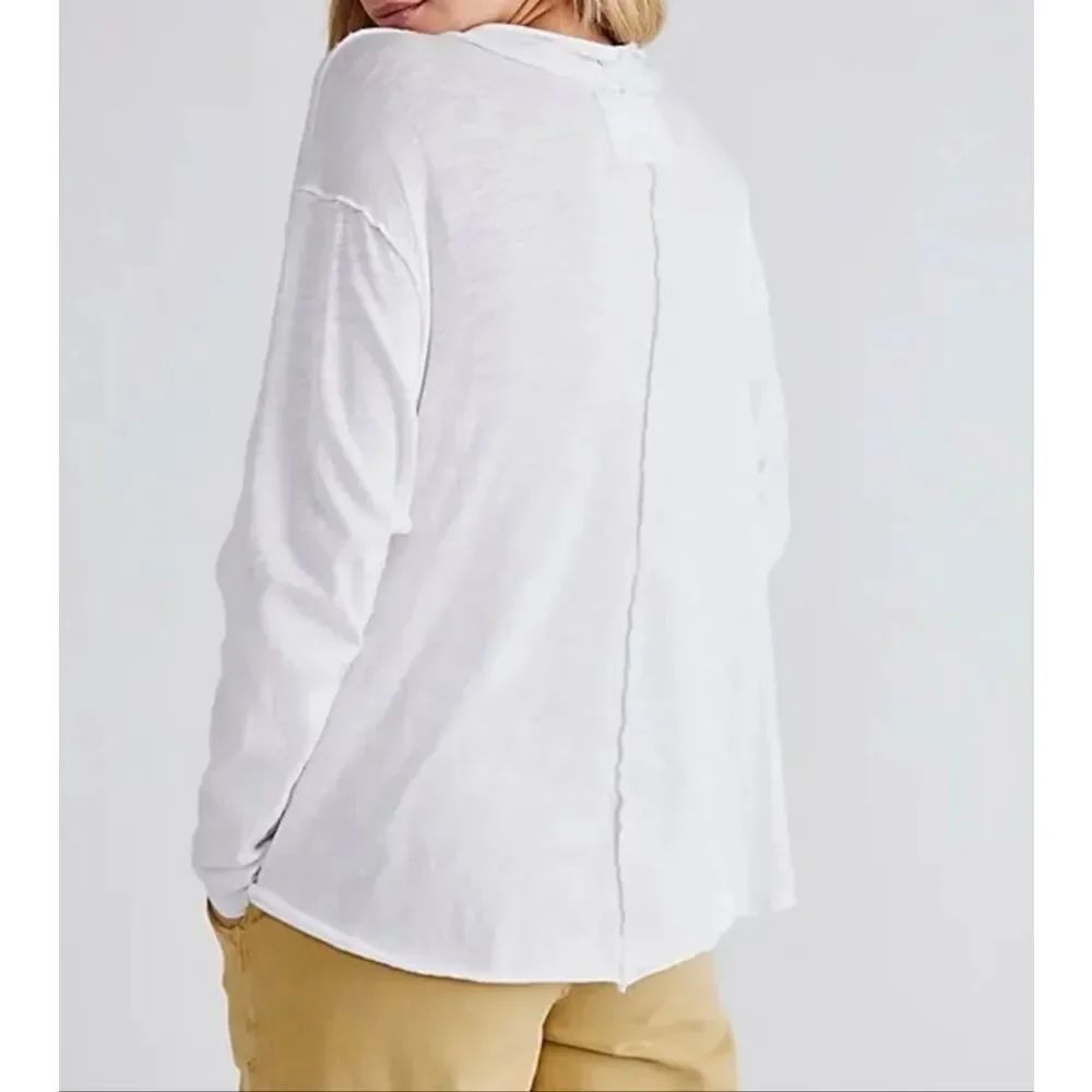 Free People We The Free Women’s Long Sleeve Regan Tee white L NEW